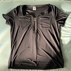 Black Blouse With Gold Zipper